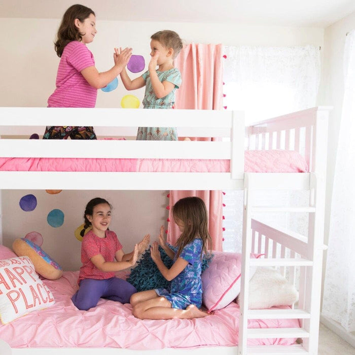 White NewZealandSolidPine Twin Over Twin BunkBedFrame