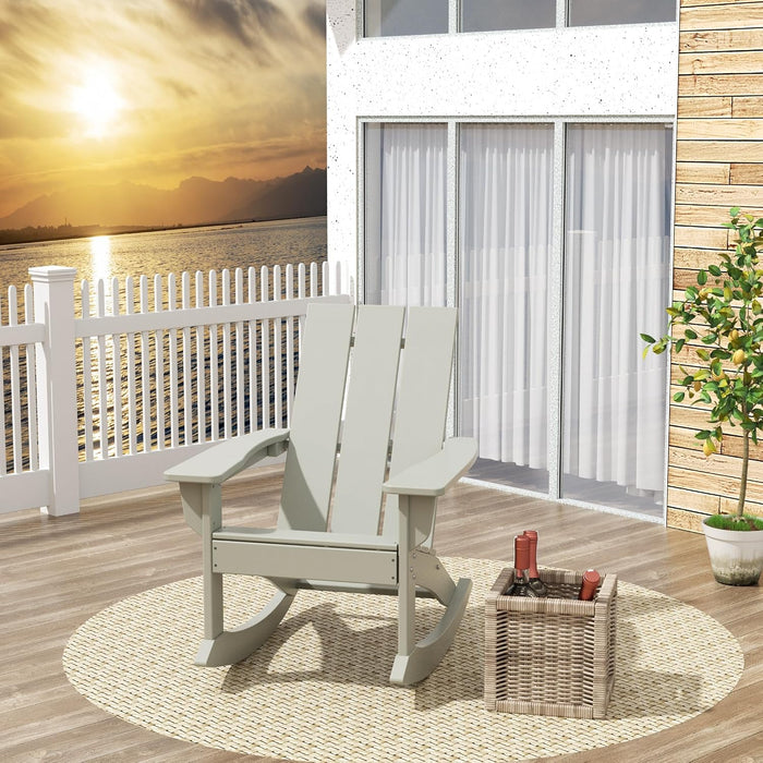 Outdoor Adirondack Chair, All Weather Resistant Lawn Chairs Balcony Chair and Fire Pit Chairs, Patio Chair Outdoor Porch Rocking Chair High Back HDPE Poly Lumber, Sand