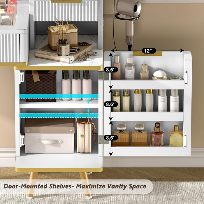 Vanity Desk With 5X MagnifyingMirror USBChargingPort