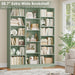 Triple Wide Bookshelf, 6 Tier Large Bookshelf, Bookcase with 17 Open Display Shelves, 74'' Tall Bookcases and Bookshelves for Living Room, Home Office, Library, Green