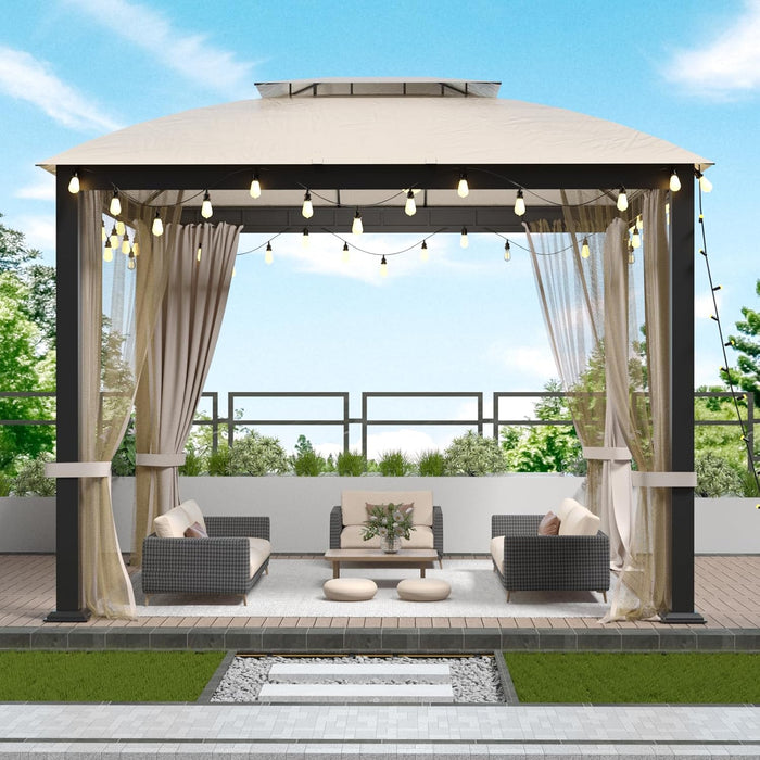 10x10 Weatherproof Outdoor Gazebo With Privacy Netting