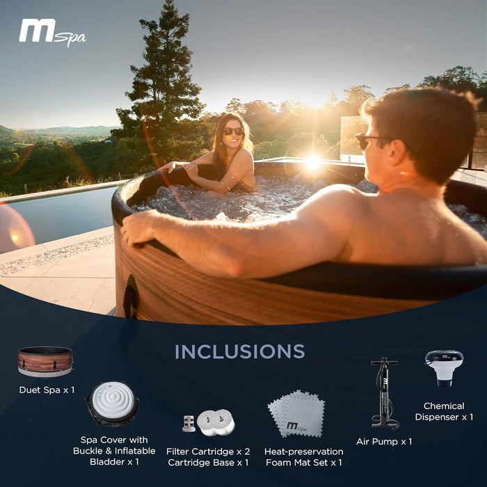 Round Inflatable Bubble Massage Spa, 4 to 6 Person Outdoor Hot Tub, Duet