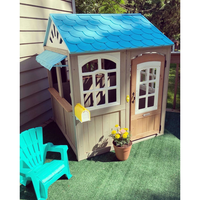 Garden View Outdoor Wooden Playhouse with Ringing Doorbell