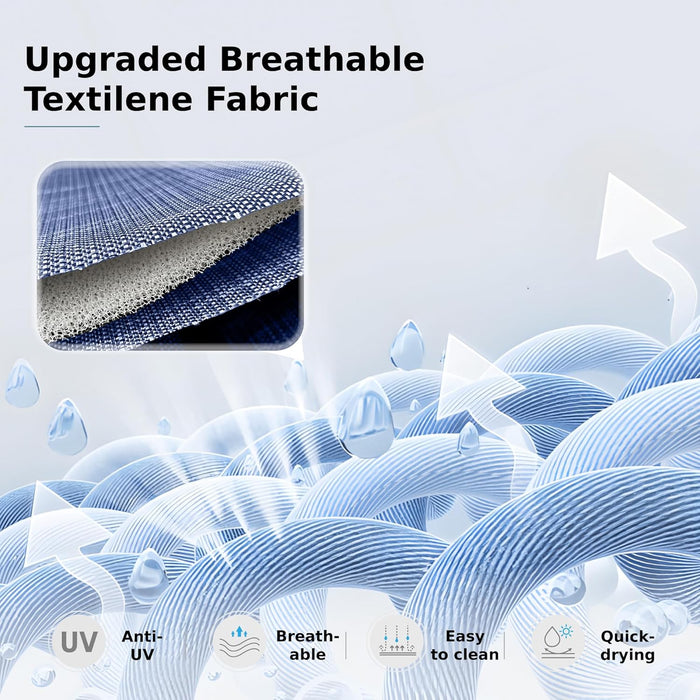 9-Piece Metal Outdoor Patio Dining Furniture Set with 6 Padded Sling Swivel Chairs and 1 Expandable Outdoor Dining Rectangle Table, Blue