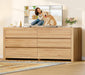 55" Dresser for Bedroom with 6 Drawers, Modern Dressers & Chests of Drawers with Thicker Panels, Wooden Dresser TV Stand, Bedroom Dressers, for Bedroom, Hallway, Natural