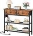 29.5" Narrow Console Table with Power Outlet, Small Entryway Table with 2 Fabric Drawers, behind Couch Table Sofa, 3-Tier Storage Shelves, for Living Room, Hallway, Rustic Brown BF72UXG01