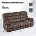 3 Seat Manual Reclining Sofa, Soft Fabric Recliner Couch with Padded Headrest and Armrests, 85" Wide Overstuffed 3-Seater Recliner Couches for Living Room, Brown