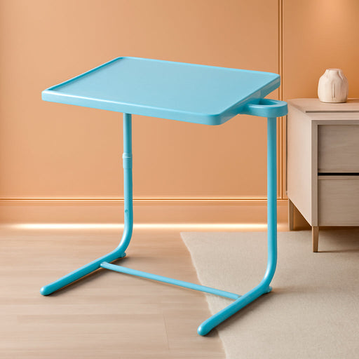 Adjustable TV Tray Table - TV Dinner Tray on Bed & Sofa, Comfortable Folding Table with 6 Height & 3 Tilt Angle Adjustments (Azure)