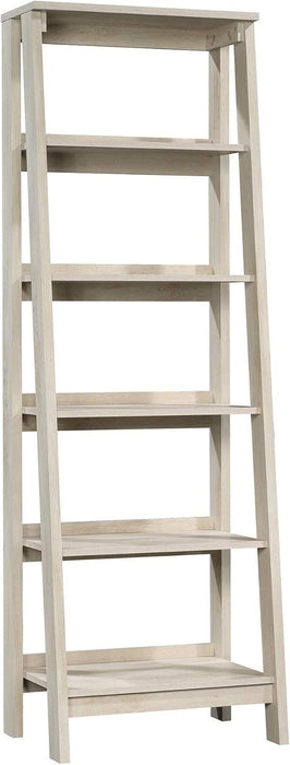 Ladder Bookshelf 5 Tier Trestle Ladder Shelf Wooden Bookcase, in Chalked Chestnut