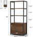 Bookcase, 4-Tier Rustic Bookshelf with 2 Drawers, Etagere Standard Book Shelves Display Shelf for Home Office