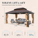 12' X 16' Hardtop Gazebo with Galvanized Steel Double Roof, Aluminum Pergolas Frame, Curtains and Netting Included, Metal Outdoor Gazebos for Garden, Patios, Lawns, Parties