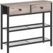 29.5" Narrow Console Table with 2 Fabric Drawers, Sofa Table, Small Entryway Table with 3-Tier Storage Shelves, behind Couch Table, for Living Room, Hallway, Greige and Black BG72XG01