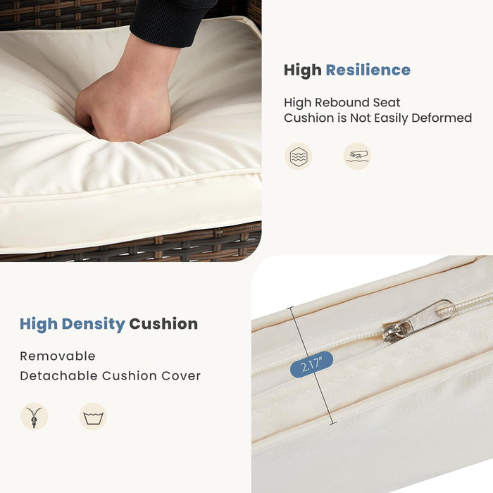 Patio Furniture Set 3 Pieces, Outdoor Wicker Furniture with Coffee Table, Modern Rattan Patio Chairs Conversation Sets with Sofa for Garden, Terrace, Porch, Balconies, Lawns(Brown and Beige)