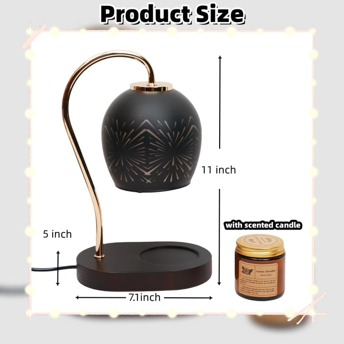Candle Warmer Lamp with Dimmable, Black Hollow Glass Lampshade Birthday Gifts for Women Mom, House Warming Gifts New Home Decor, Wax Melt Warmer for Jar Candles （Including Candles and Bulbs）
