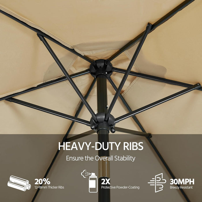 9FT Patio Umbrella with 22Lb Umbrella Base Included, Outdoor Market Umbrella with Push Button Tilt, Crank and Sturdy Ribs, Outdoor Yard Sun Shade W/Stand Heavy Duty