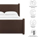 Rael Queen Platform Bed Frame with Upholstered Headboard and Footboard in Chocolate Brown – Stain-Resistant Performance Velvet Queen Size Bed with Rounded Posts