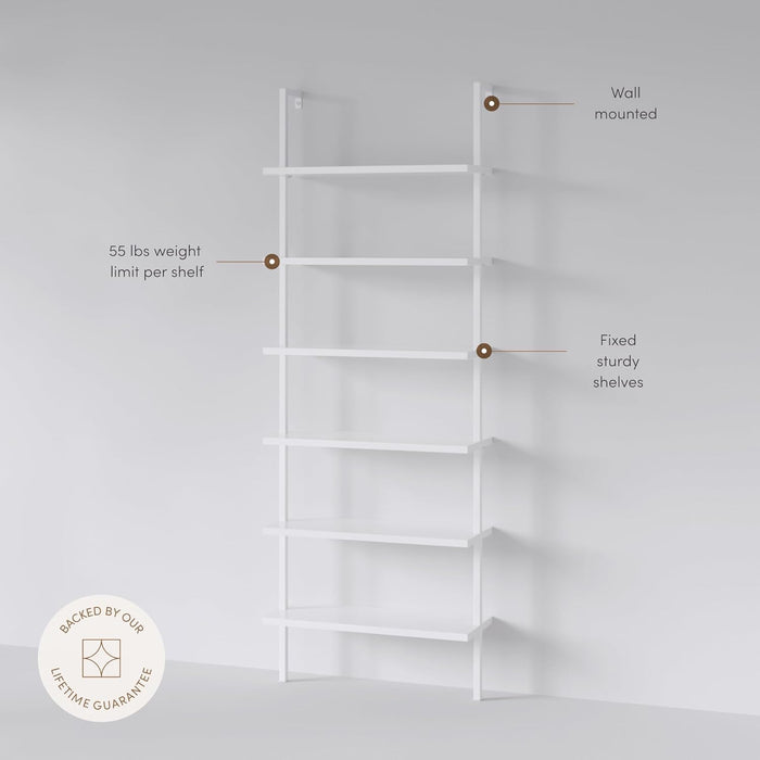 Matte White IndustrialGrade Bookshelf With Six Shelves