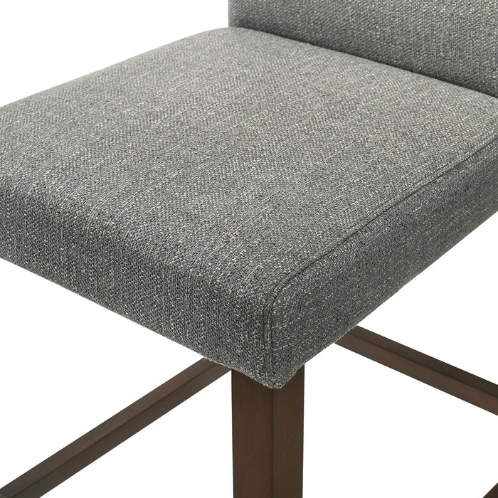 Counter Height Bar Stools Set of 3, 27" H Seat Height Upholstered Barstools, Fabric in Fog Grey