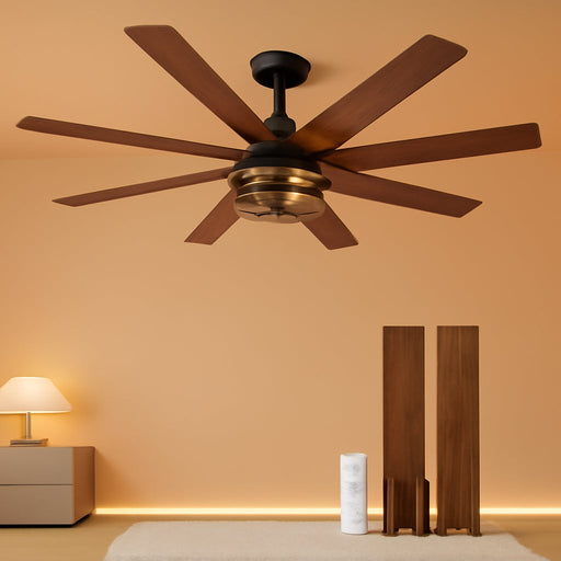 65 Inch Ceiling Fans with Lights, Farmhouse Ceiling Fan with Lights and Remote, Dual Finish 8 Blades Black Caged Rustic Ceiling Fans with 6 Speed Reversible Motor for Indoor/Covered Outdoor