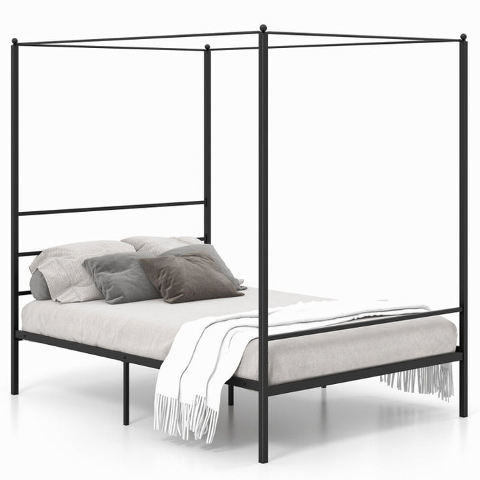 Twin/Full/Queen Size Metal Canopy Bed Frame with Slat Support