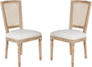 Dining Chairs Set of 2 Beige Rattan Square Back with Solid Wood Legs and Frame for French Country Kitchen Dining Room