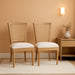 Dining Chairs Set of 2 Beige Rattan Square Back with Solid Wood Legs and Frame for French Country Kitchen Dining Room