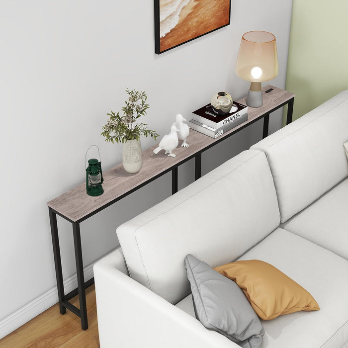 Sofa Tables Console Table with USB Ports,Behind Couch Table with Oulets & USB Ports,Narrow Entryway Table, Skinny Hallway Tables,Grey