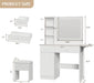 White Vanity Desk With Multifunctional Illuminated Mirror