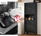 Black 69 Inch Freestanding Pantry Cabinet Organization