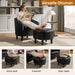 Accent Chair with Ottoman Set, Modern Faux Leather Upholstered Soft Barrel Chair and Footrest, Club Armchair and Footstool for Living Room/Bedroom/Reading Room/Guest Room, Black