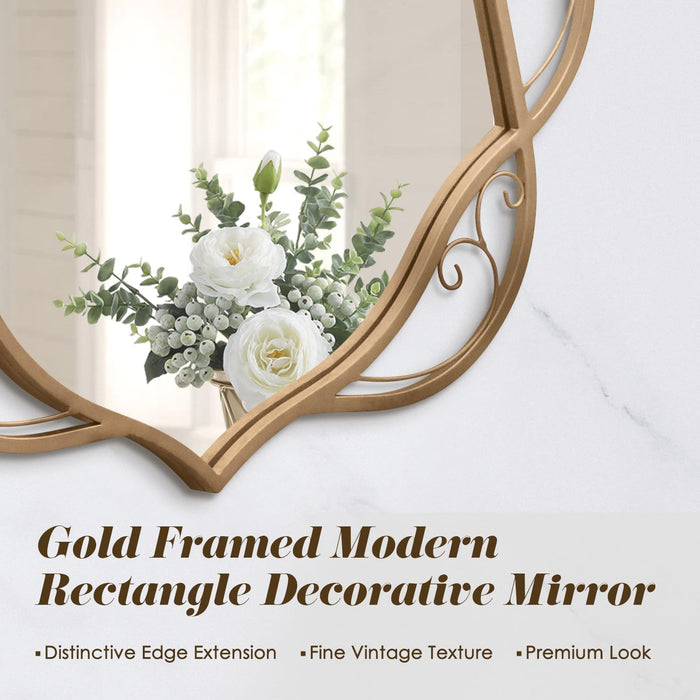 Large Gold Vintage Mirror: 30"X60" Scalloped Long Wall Mirrors