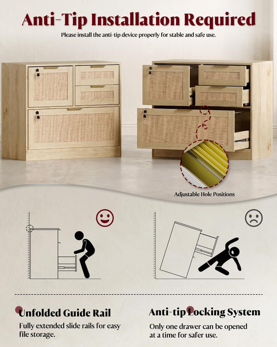 4 Drawer File Cabinet with Lock, Printer Stand Lateral