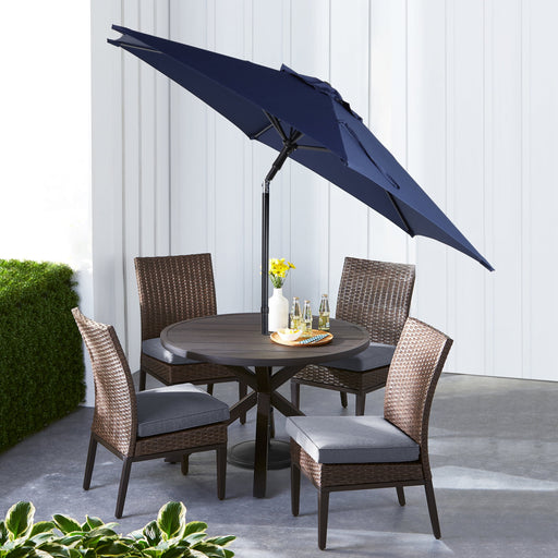 7.5Ft Navy round Outdoor Tilting Market Patio Umbrella with Push-Up Function