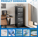 4 Drawer File Cabinet with Lock Metal Vertical File Cabinet Office Home Vertical File Cabinet for A4 Legal/Letter Size Narrow File Cabinet Locked,Assembly Required