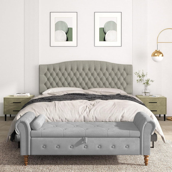 King Headboard Only, Upholstered Headboard King for Adjustable Bed Linen Tufted Calking Size Wall Mounted Head Board with Solid Wood Legs Head Board, Linen