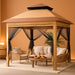 13X13 Pop up Gazebo, Instant Outdoor Gazebo with Mosquito Netting, Vented Roof and Carry Bag for Patio, Garden & Backyard - Beige & Coffee