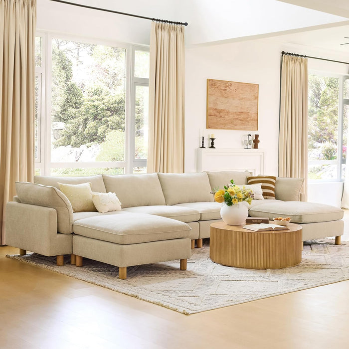 Beige Oversized Sectional Sofa For Spacious Living
