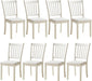 Set of 8 Farmhouse Dining Chairs with Upholstered Seats, Cream