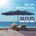 15 Ft Large Outdoor Patio Umbrella with Solar Led Lights & Base Included, Double-Sided Rectangular Table Umbrella with Stand, Market Umbrellas for Deck Poolside Garden Backyard, Navy Blue