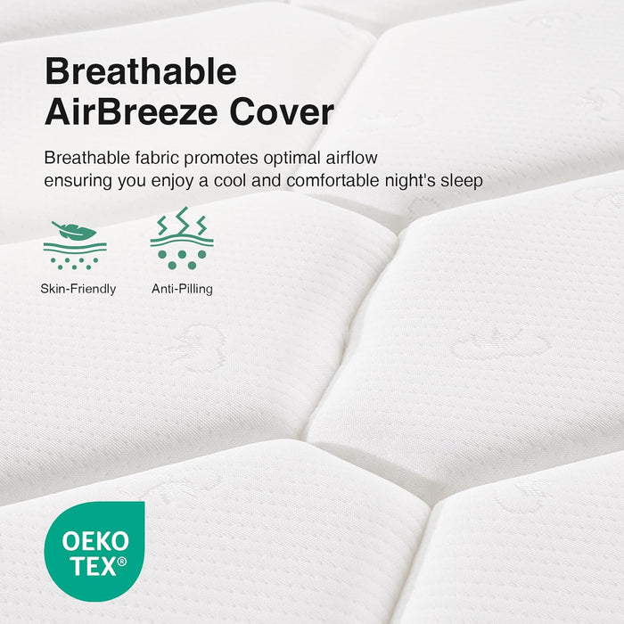 Novill 8 Inch Twin Mattress in a Box， Foam and Spring Hybrid Mattress, Medium Support, Certipur-Us Certified Foam, Steel Coils for Durable Design, Guest and Youth Bedroom, Eco-Friendly Packaging