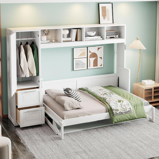 Queen Murphy Wall Bed With Integrated ClosetDrawers