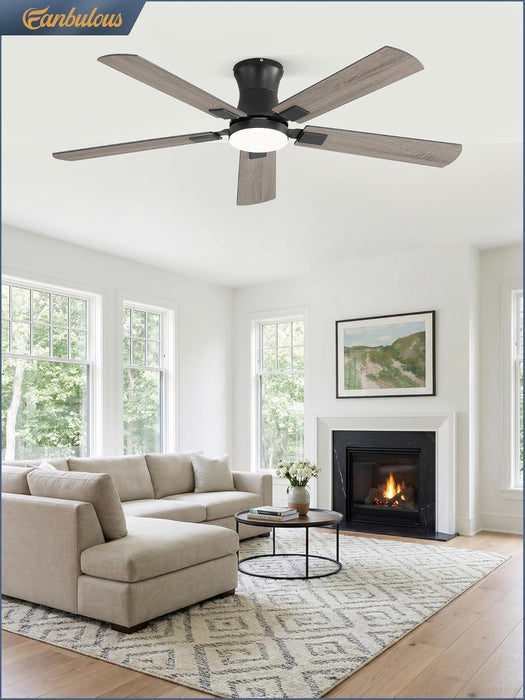 FiftyTwoInch MatteBlack Ultramodern Ceiling Fan LED Remote