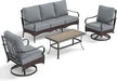Outdoor Modern Patio Furniture Set, Upgraded Wicker&Metal Patio Furniture Conversation Set with Waterproof Thick Cushions for Porch, Poolside, Deck, and Yard (4 Pieces,Grey)