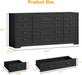 12-Drawer Dresser, Modern Wooden Storage Chest of Drawers, Wide Dresser TV Stand for 65 Inch TV, Large Wood Drawer Organizer for Bedroom, Living Room, Hallway, Black