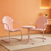 Tulip 3-Piece Outdoor Chair and Side Table Set, Retro Metal Patio Conversation Sets, Pink