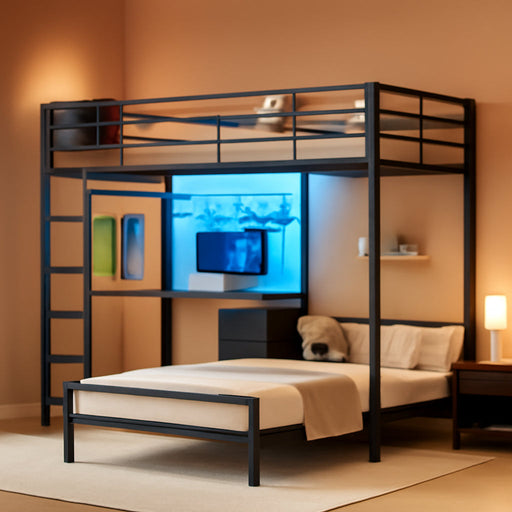 Twin Over Twin Bunk Bed WithDeskIntegrated LEDLighting