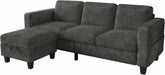 Couch for Living Room - Small Space Couches Sectional L-Shaped Sofa, 3 Seat Modern Couch, Sofas Convertible with Storage Ottoman for Small Space, Bedroom, Offices and Apartments - Grey