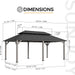 12x20 Ft CedarFramed Wood Gazebo MatteBlack Outdoor