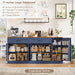 71” Large Sideboard Buffet Cabinet, Farmhouse Coffee Bar Cabinet (Blue)