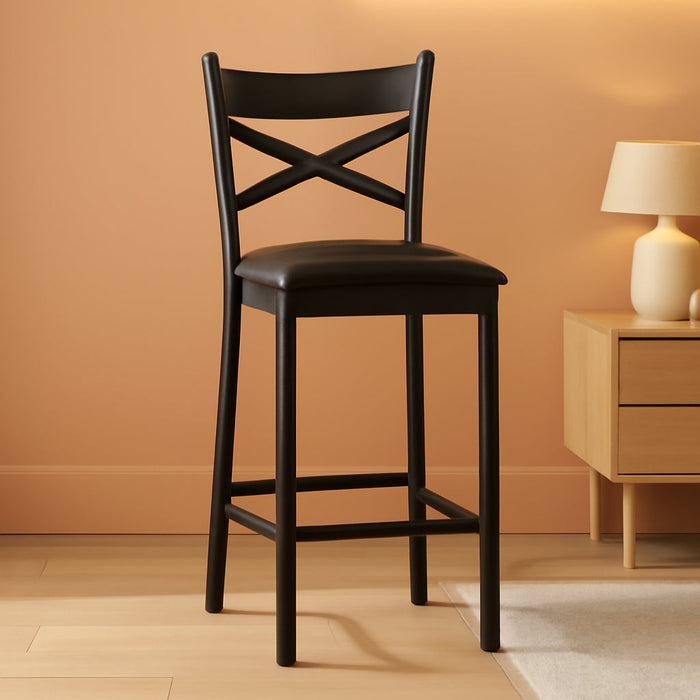 26'' Bar Stools Set of 4, Counter Stools with Back & Thick Cushion
